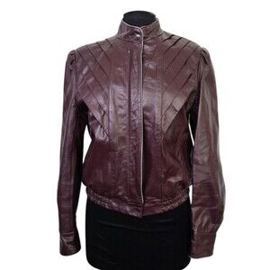 Vintage 80's Burgundy Berman’s Leather Jacket Women's 12 Michael Jackson Style